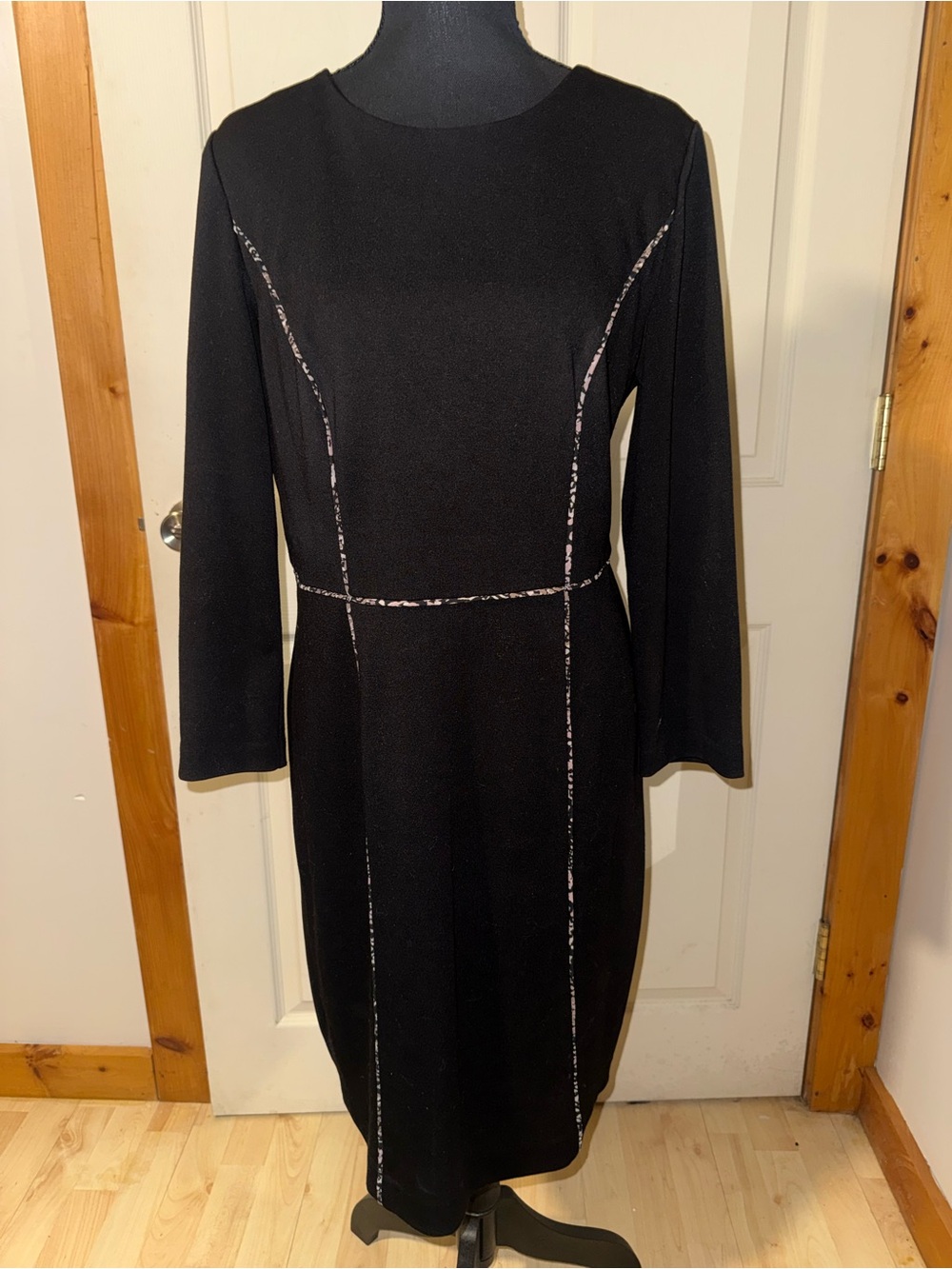 Classic Black Long-Sleeve Sheath Dress